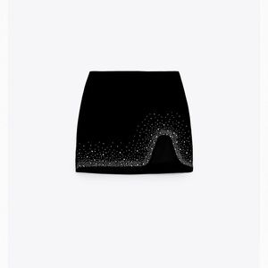 Zara Rhinestone velvet mini skirt